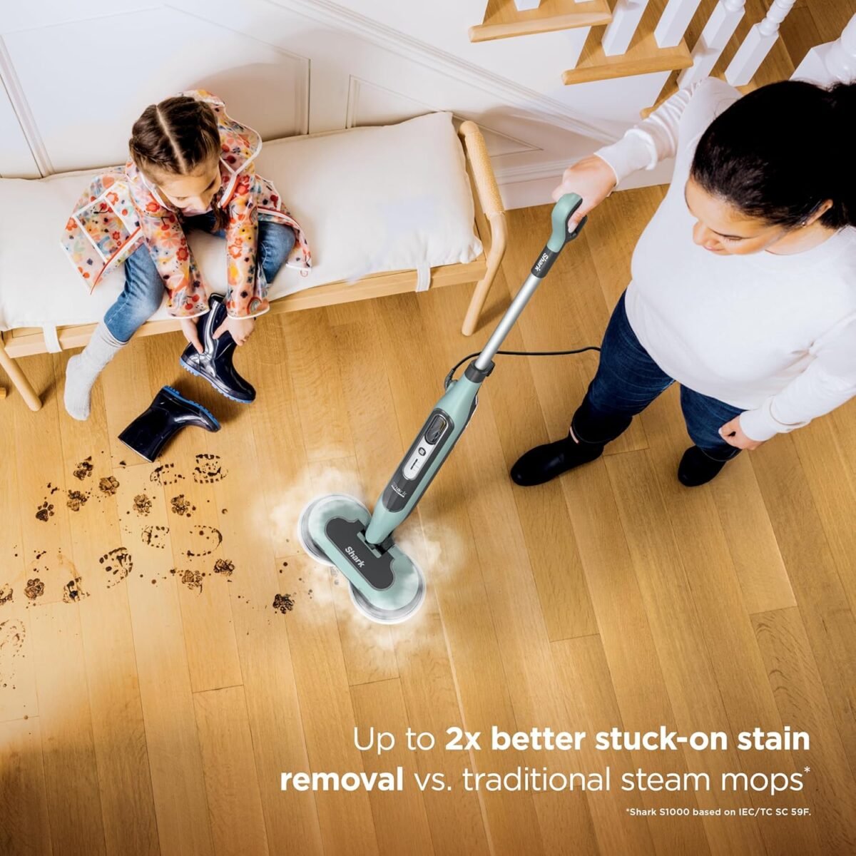 Scrub Steam Mop, All-in-One Scrubbing and Sanitizing Hard Floor Cleaner, LED Headlights - Image 5