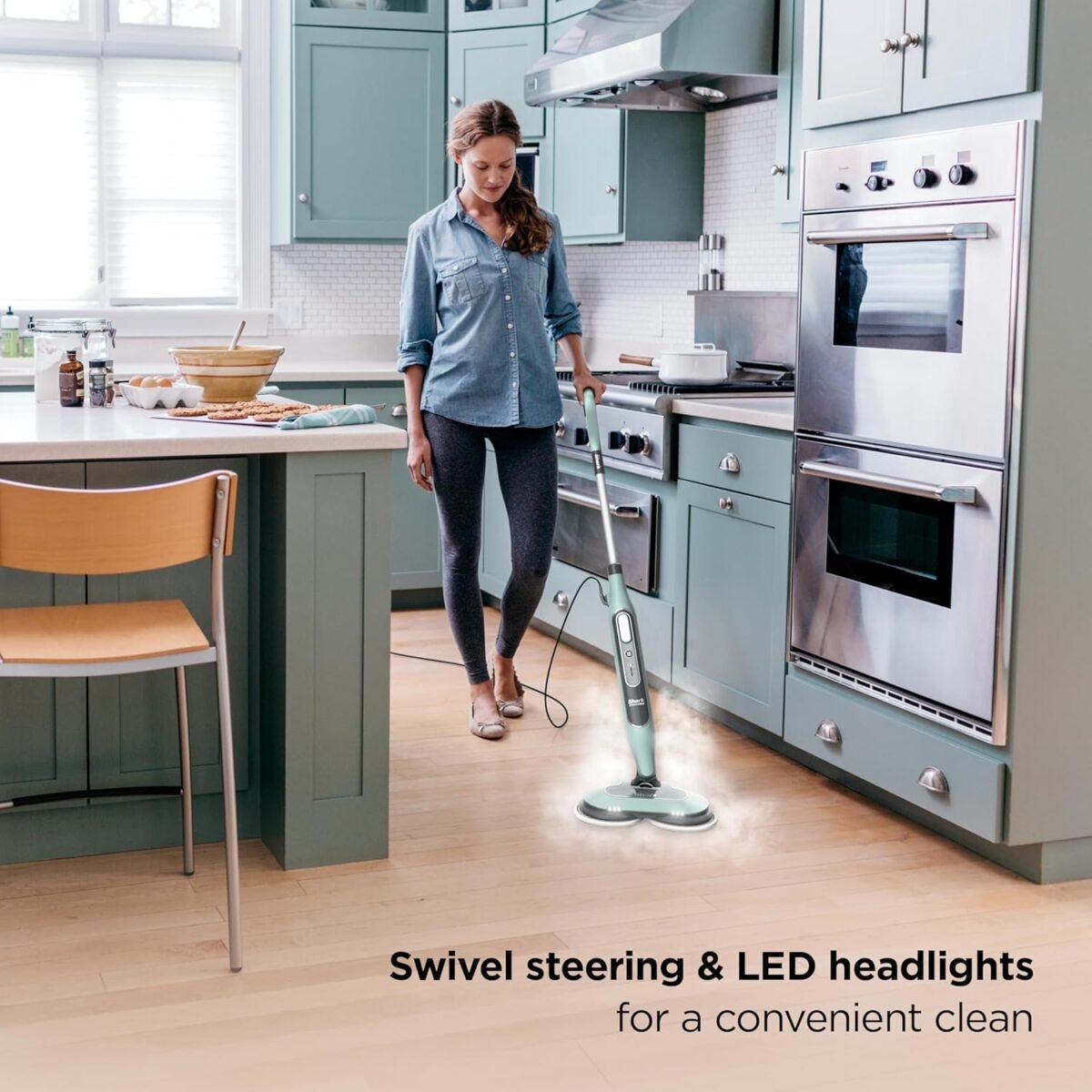Scrub Steam Mop, All-in-One Scrubbing and Sanitizing Hard Floor Cleaner, LED Headlights - Image 4