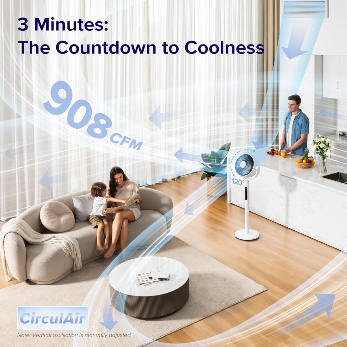 Standing Fan for Bedroom, CirculAir 120° Oscillating, Quiet 20dB, 9 Speeds, 4 Modes - Image 5