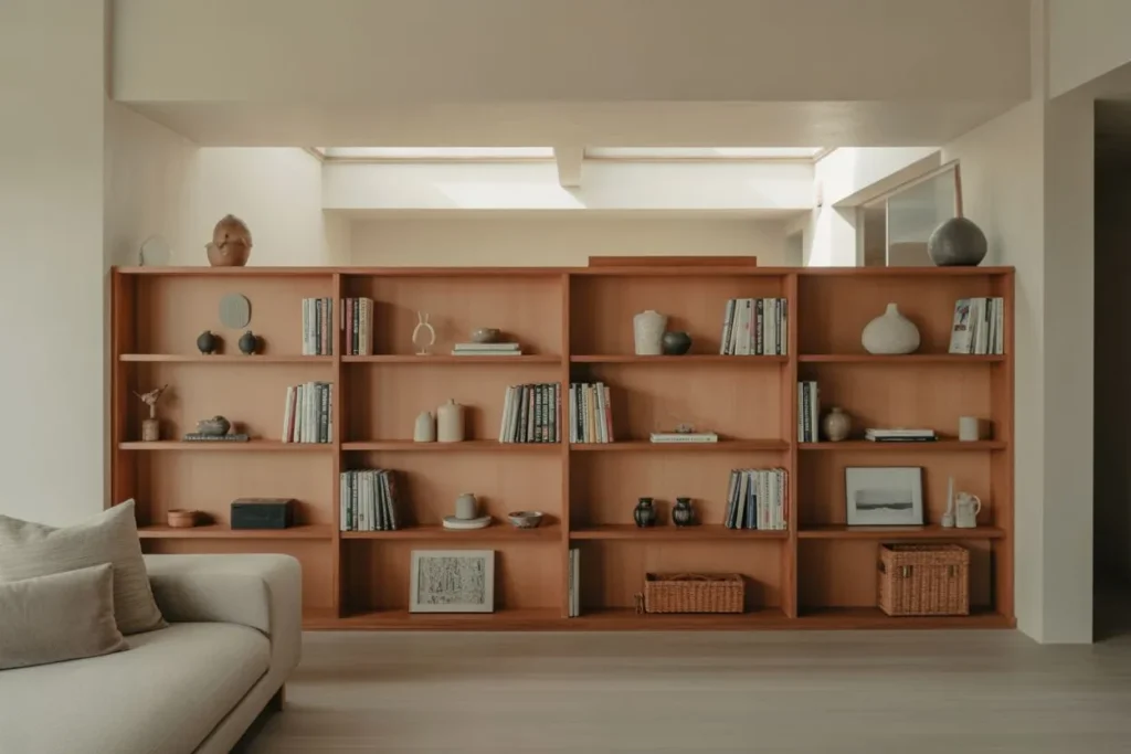 A Low Bookshelf That Functions as a Room Divider