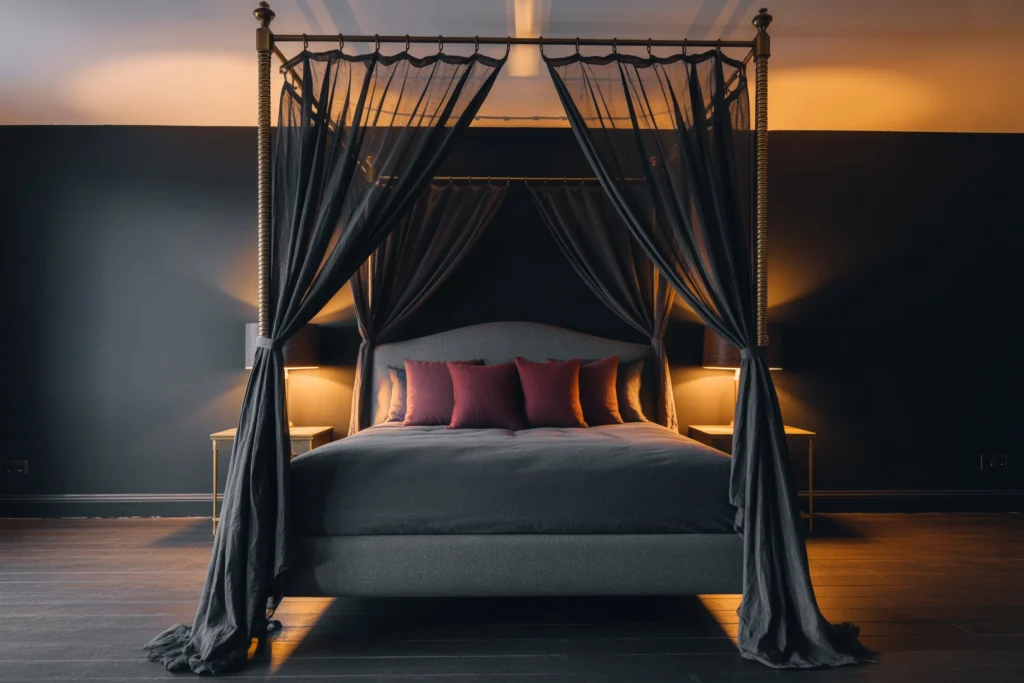 Black Velvet Canopy Bed