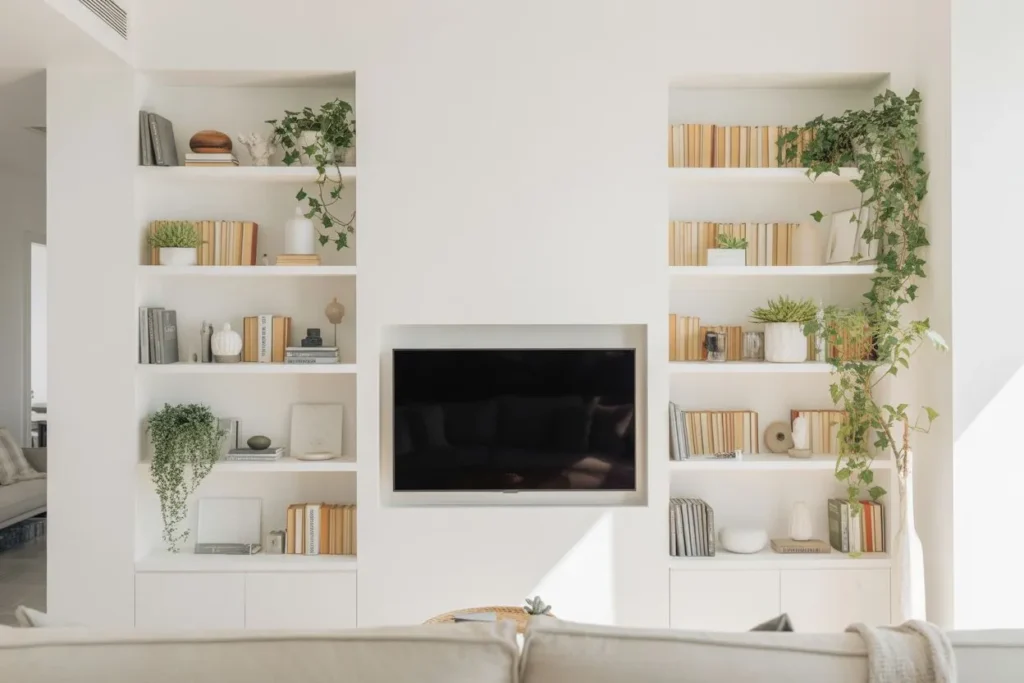 Built-In Storage Around the Fireplace