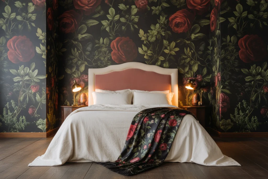 Dark Floral Wallpaper With Oversized Blooms