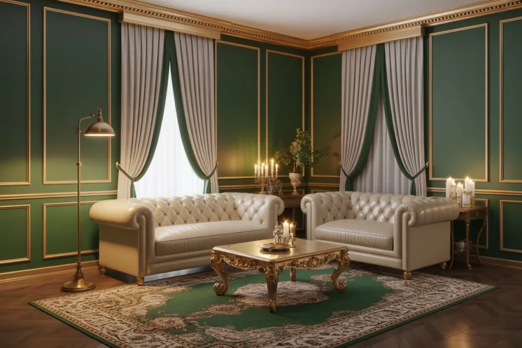 Deep-Toned Walls with Champagne Gold Trim