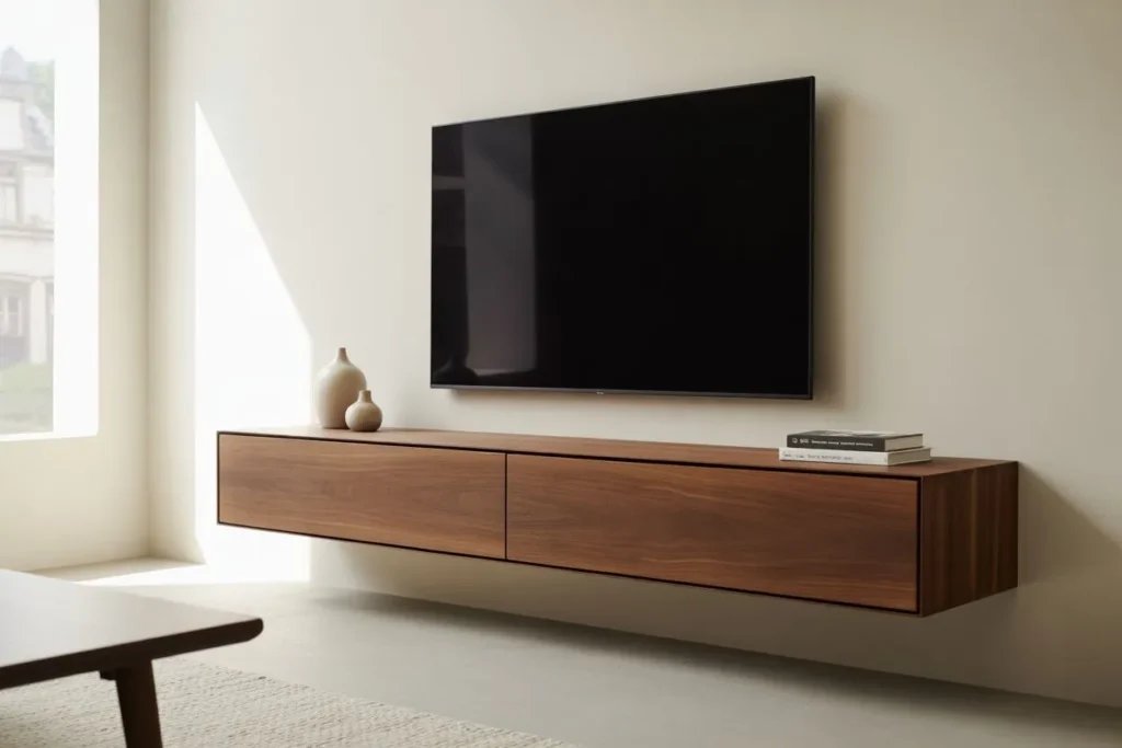 Floating TV Console with Minimalist Wall