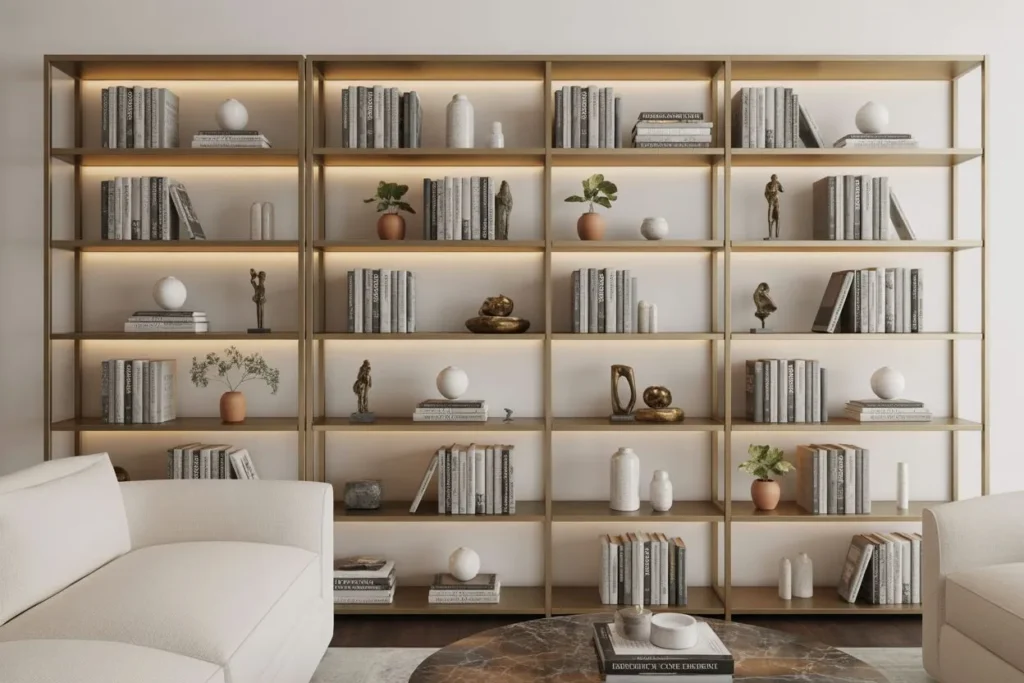 Gold Display Unit as a Feature Wall