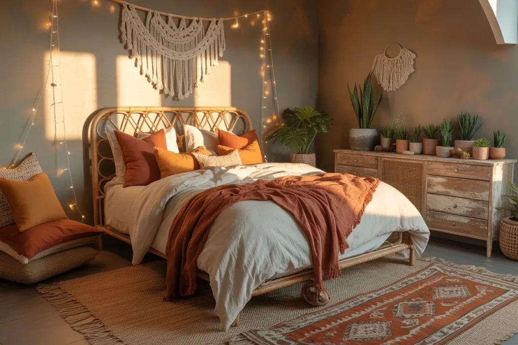 Grey Bohemian Bedroom