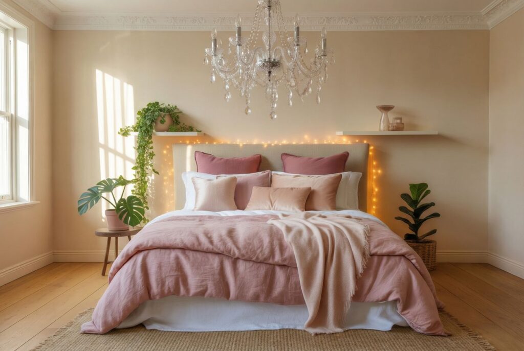 Layered Pink Bedding in Multiple Textures