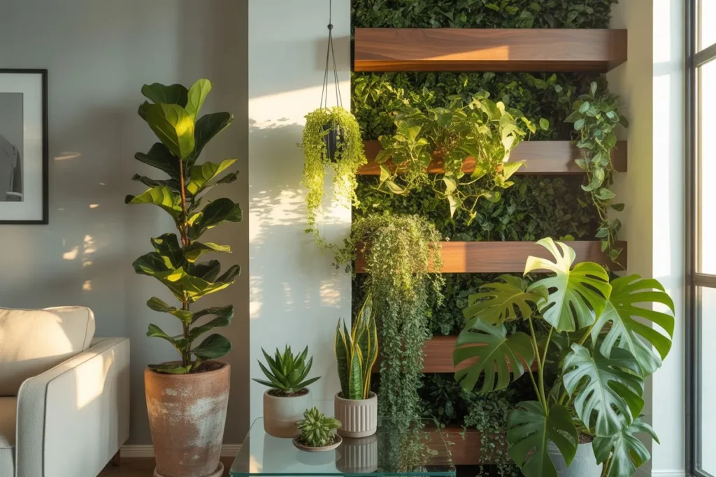 Living Wall with Layered Greenery