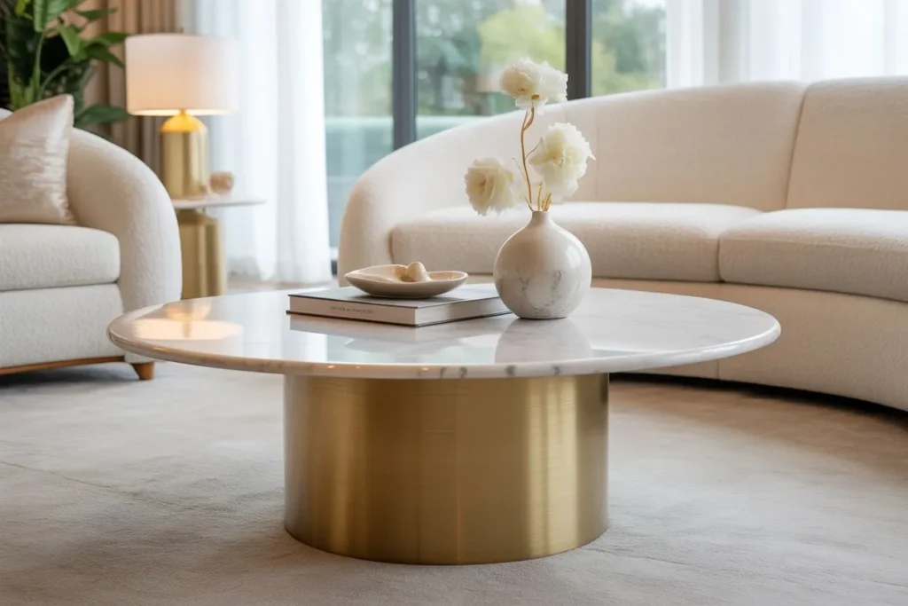 Marble Coffee Table with Gold Inlay