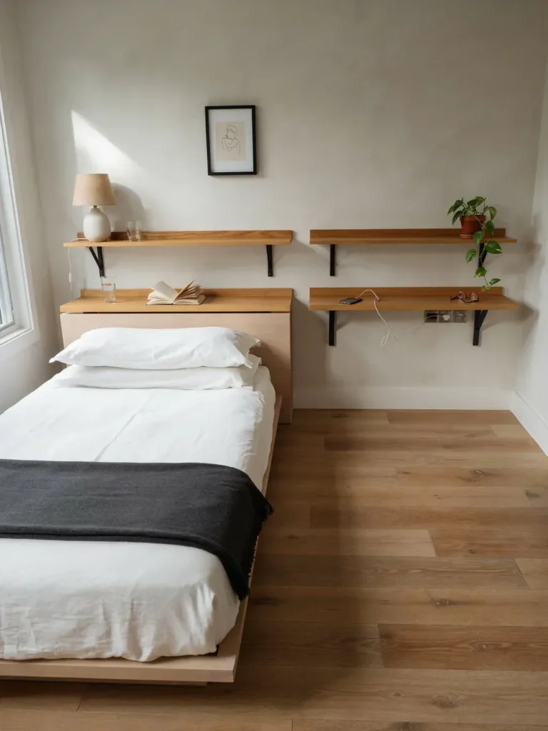 Replace Your Nightstands With Wall-Mounted Shelves
