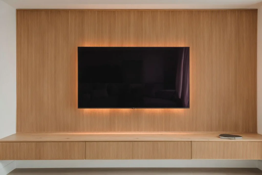 Reeded Wood Panel Wall