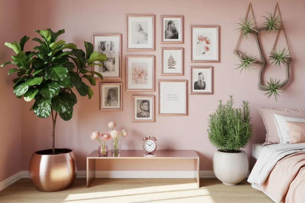 Rose Gold Picture Frames in a Gallery Wall Layout