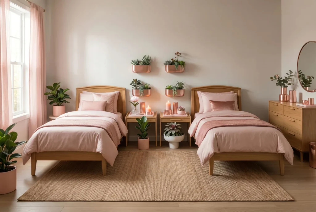 Rose Gold and Marble Nightstand Accessories