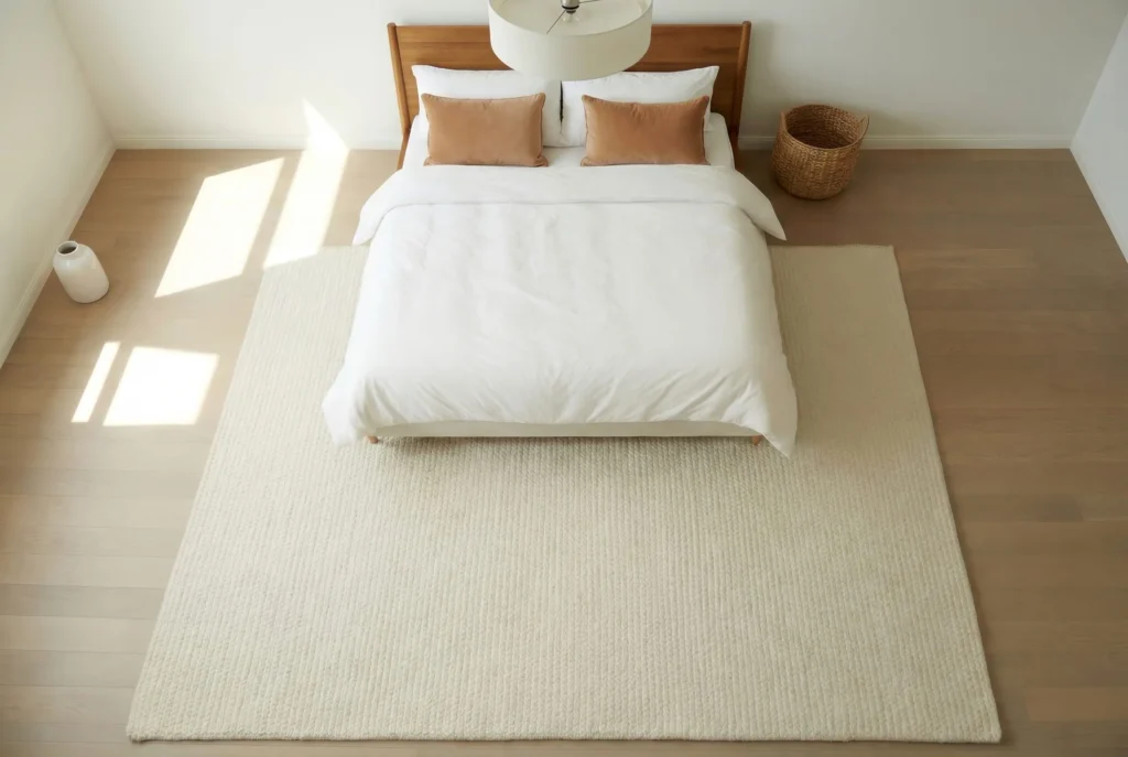 Rug Under the Bed to Ground the Space