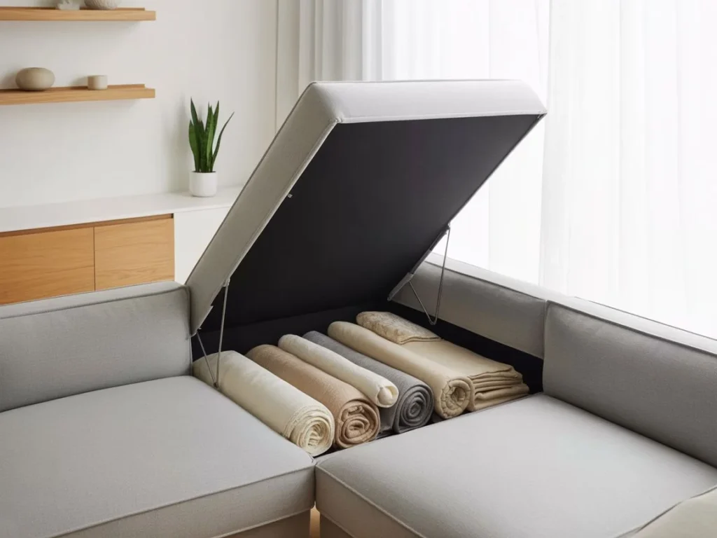 Sectional Sofa with Under-Seat Storage Compartments