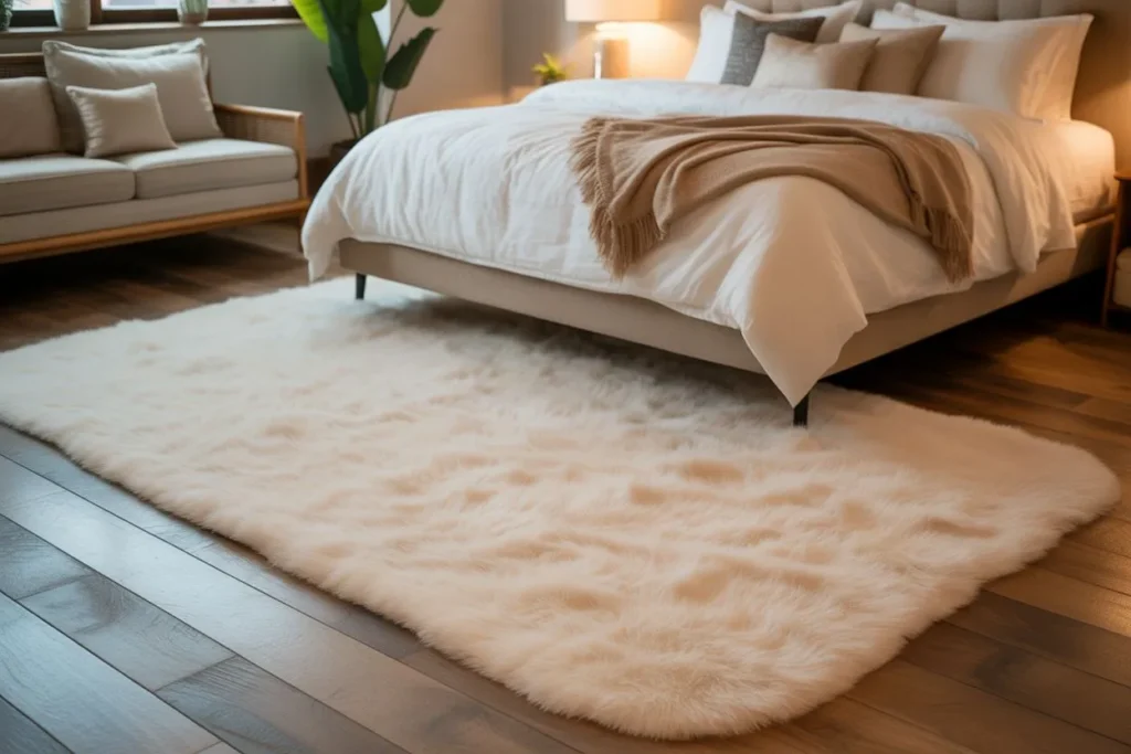 Soft Area Rug to Anchor the Bed