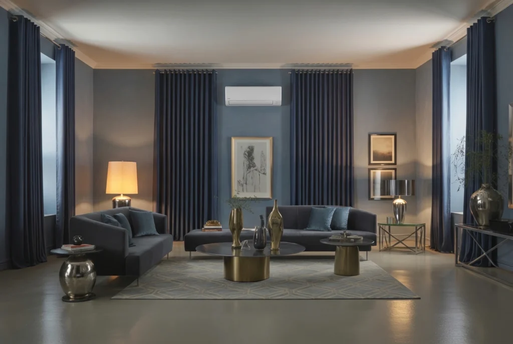 Bold Curtains for Grey Walls