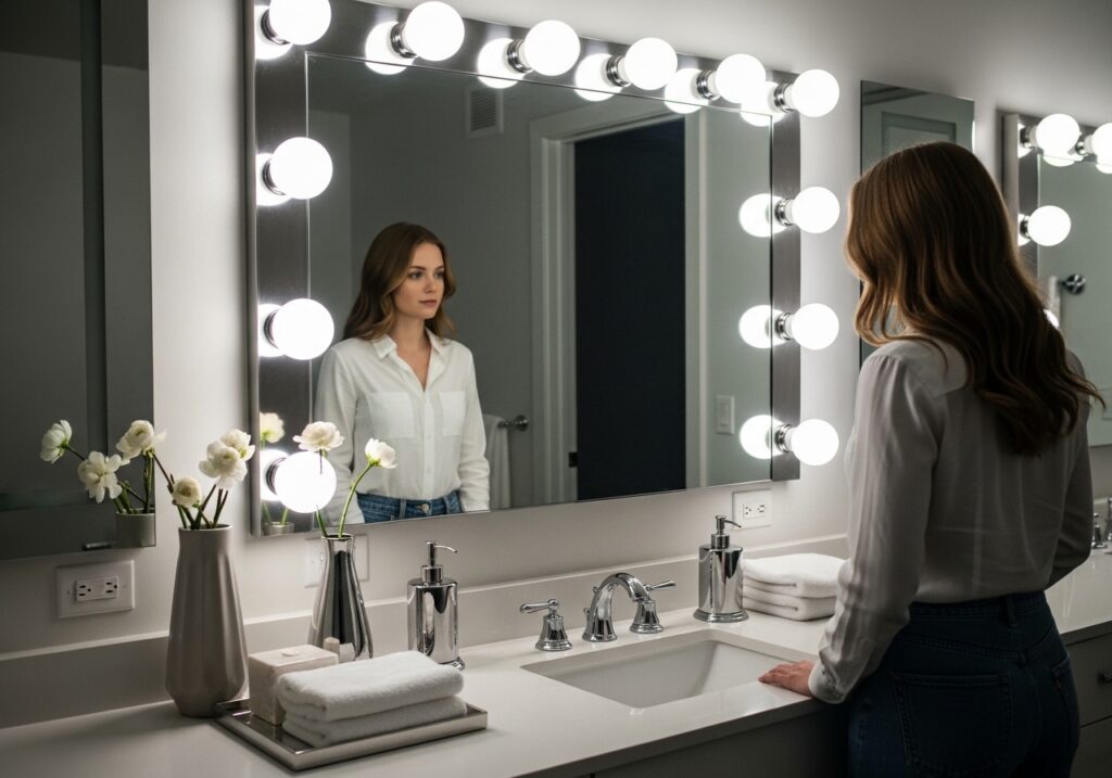 Hollywood Style Globe Lights Around Mirror