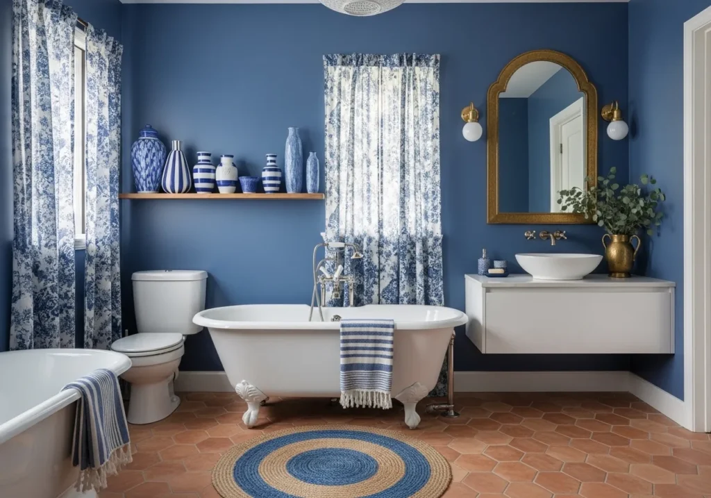 Blue Boho Bathroom