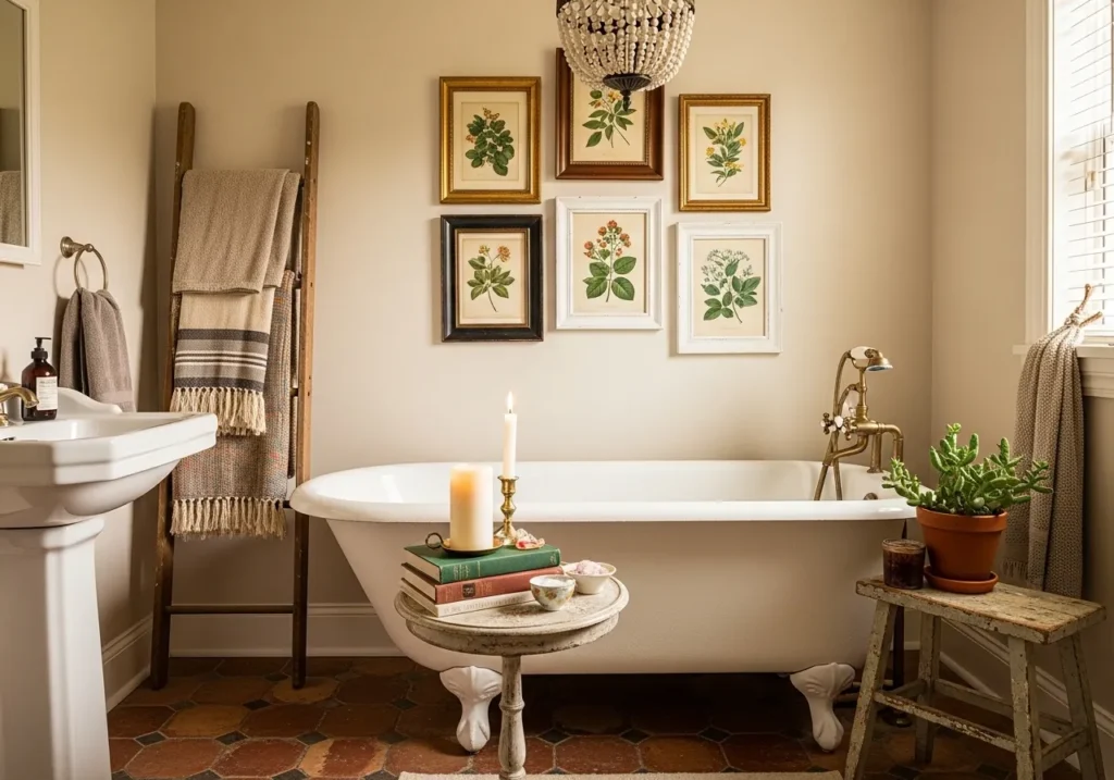 Boho Bathroom with Vintage and Thrifted Decor