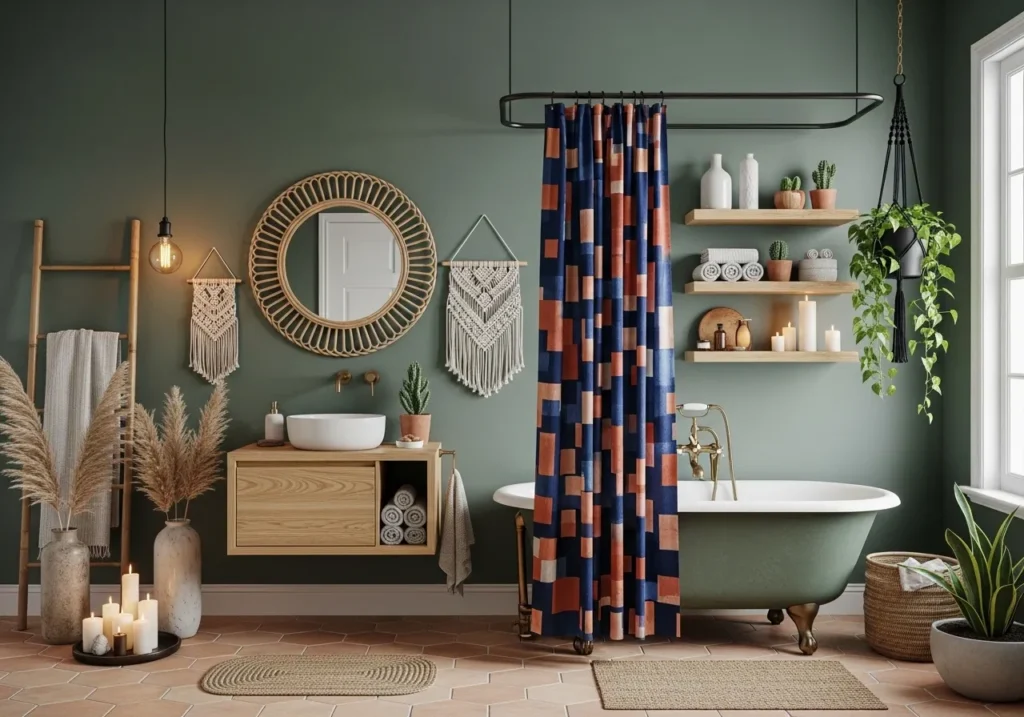 Full Boho Bathroom Decor Scheme with Every Element