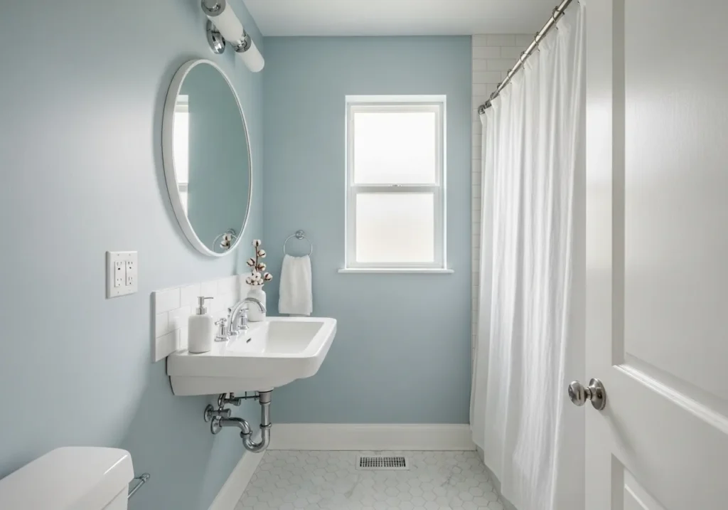 Pale Blue-Gray for a Serene Small Bathroom