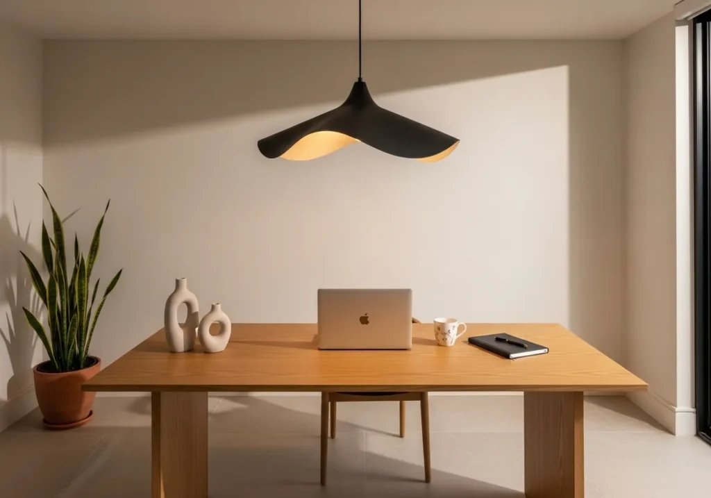  Modern Desk with Statement Lighting
