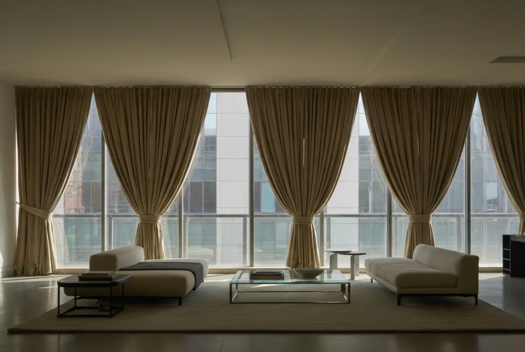 Modern Layered Curtains with Blinds