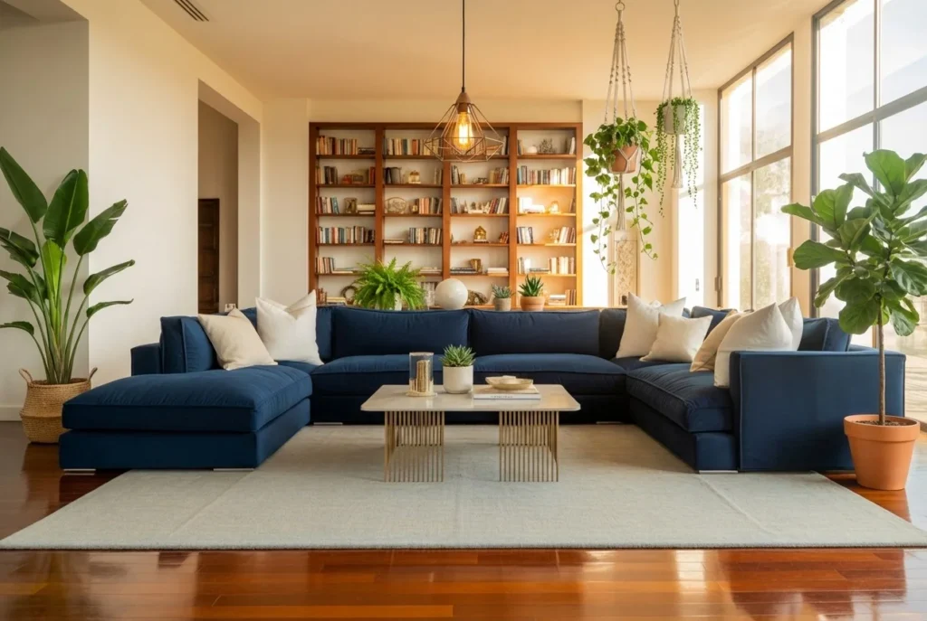 Navy Blue Sectional Sofa Living Room Ideas