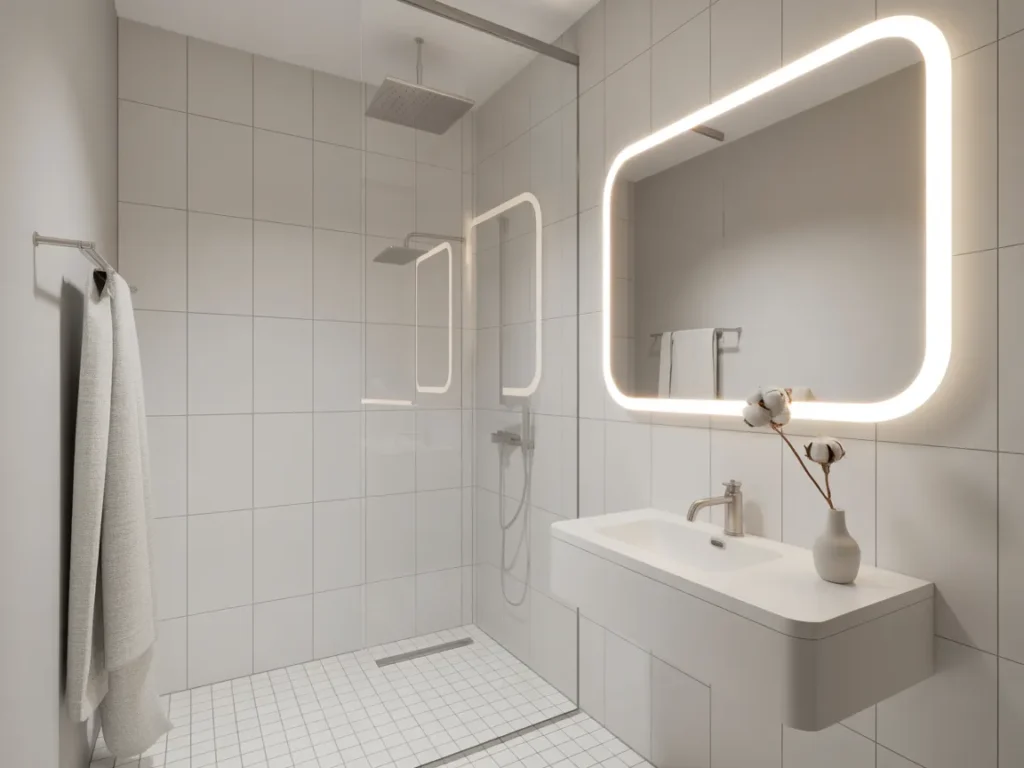 Modern Tiny Bathroom with Monochrome Palette