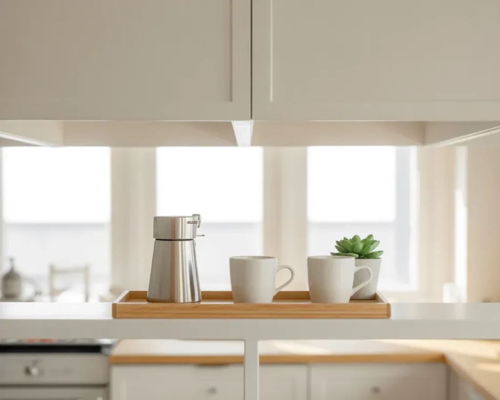 Minimalist White & Wood Corner Station