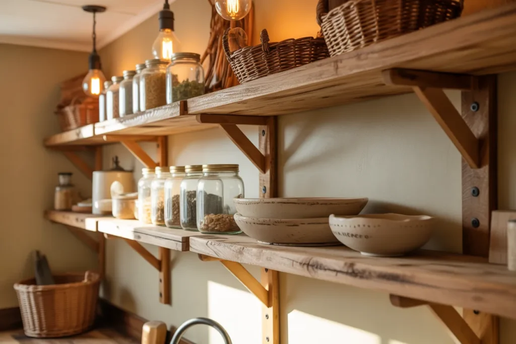 Rustic Farmhouse Open Shelves