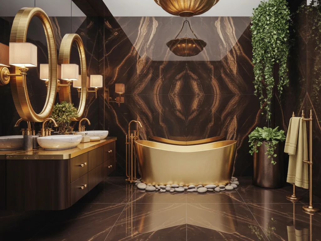 Luxury Marble Bathroom with Gold Fixtures