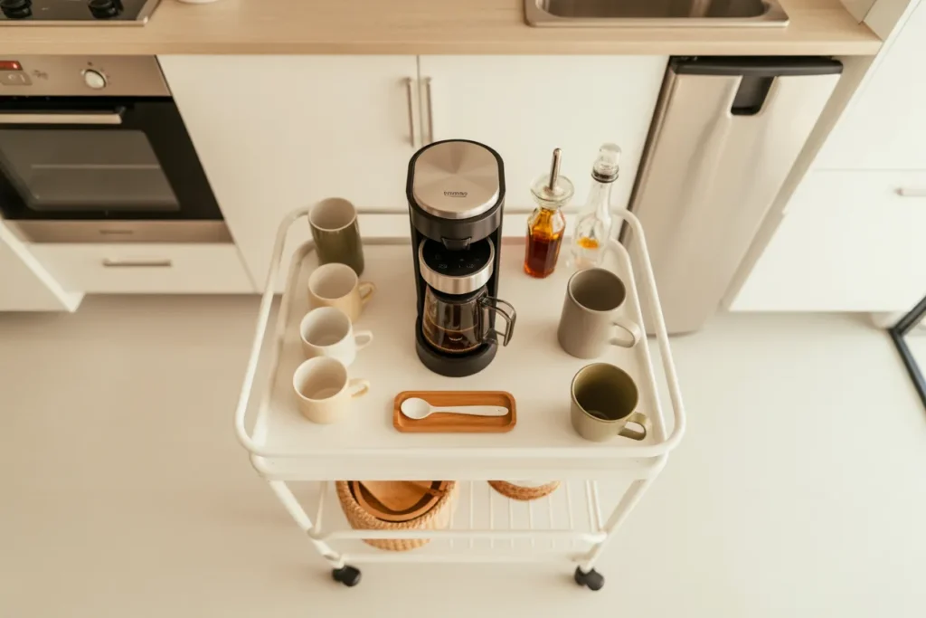 Small Space Coffee Nook on a Rolling Cart