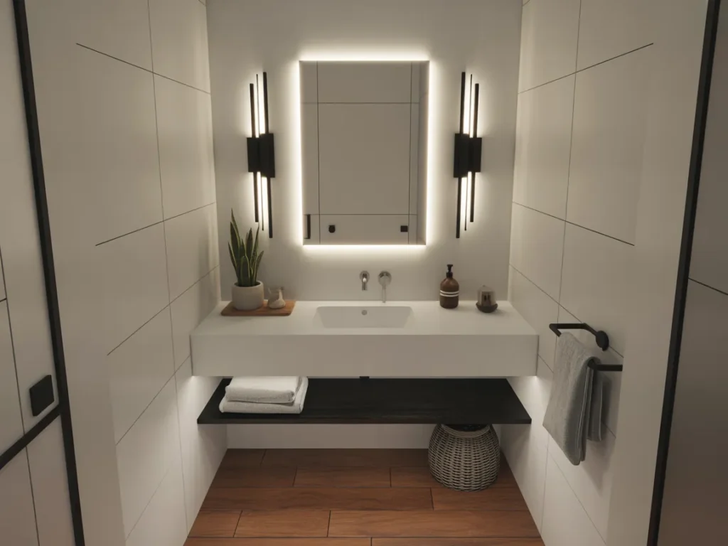 Modern Bathroom Vanity with Statement Lighting