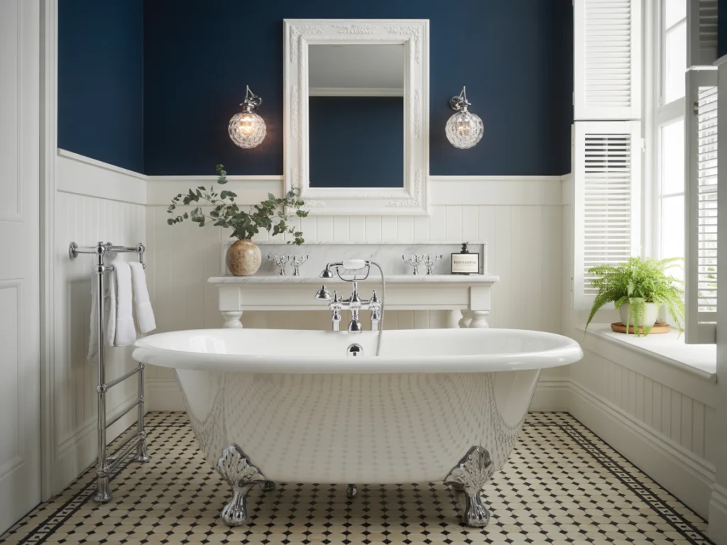 Luxury UK Style Bathroom with Roll-Top Bath