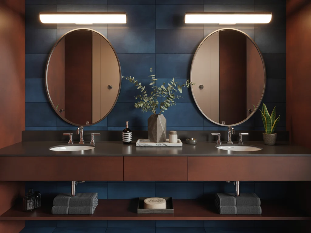 Double Sink Oval Mirror Pair