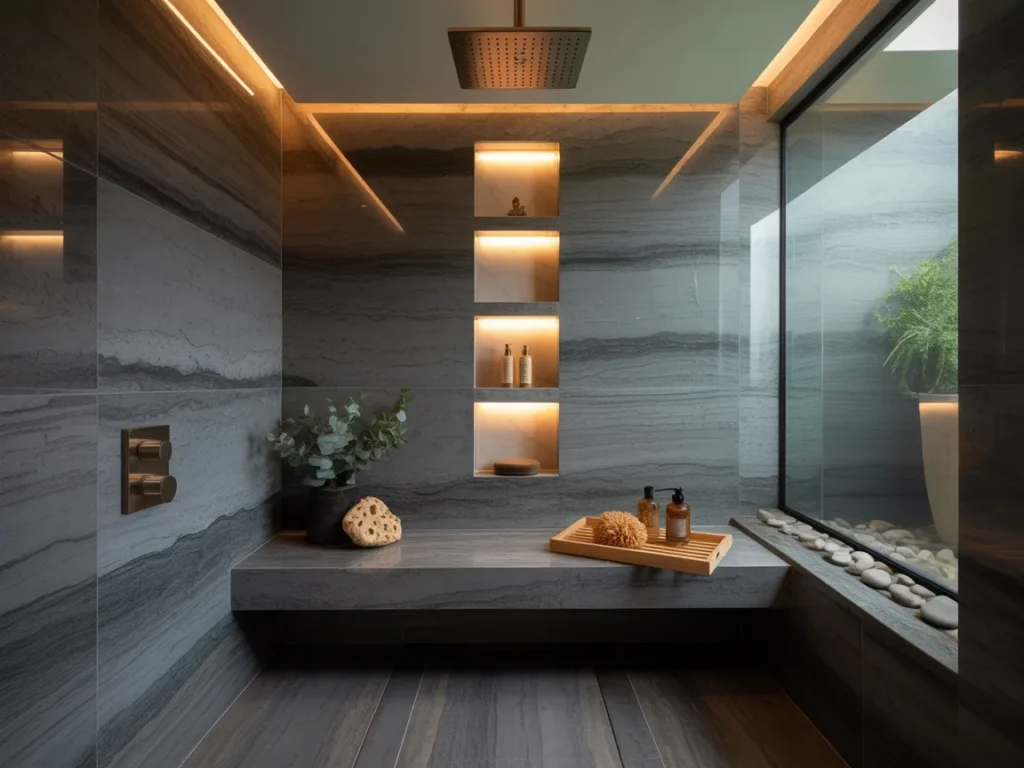 Walk-In Shower with Built-In Bench