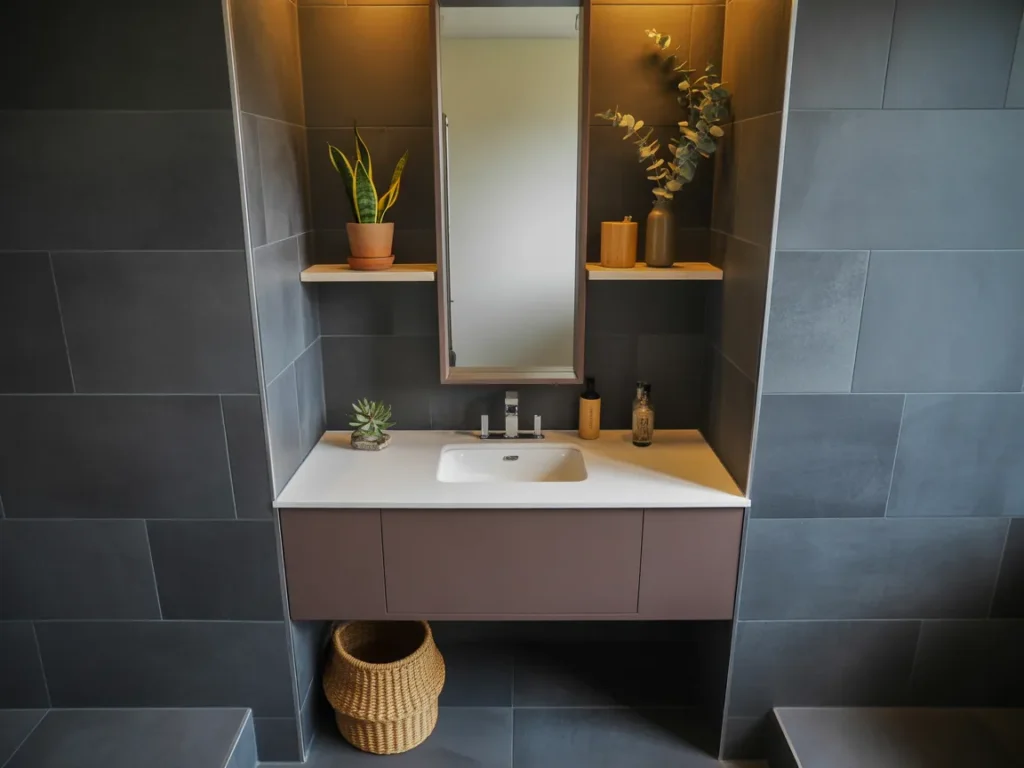 Modern Single Sink Vanity with Integrated Storage