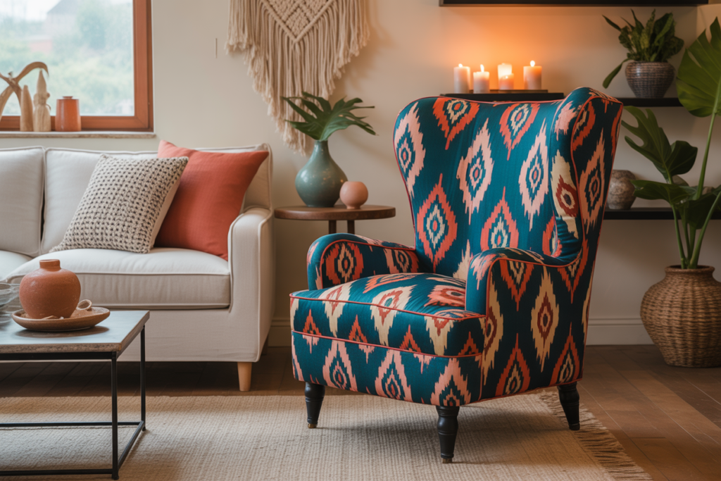 Colorful, Patterned Accent Chair