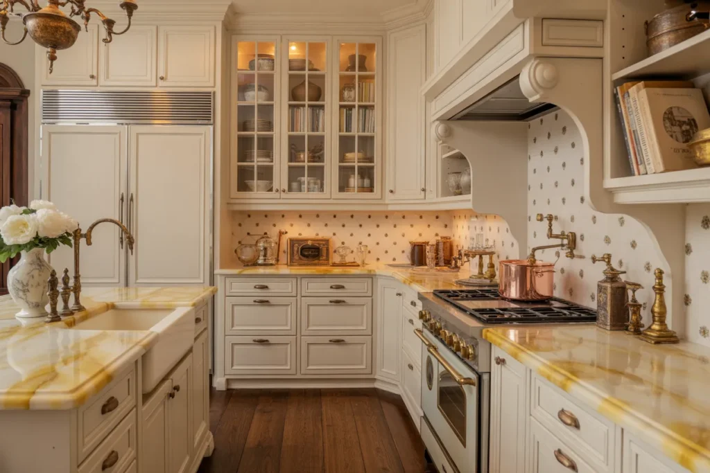 Cream and Aged Brass Two-Tone Kitchen — The Timeless European Patina