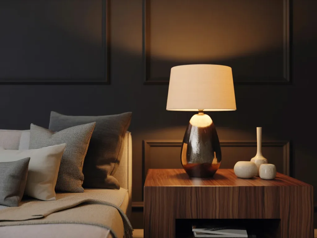Warm Table Lamps with Soft Fabric Shades