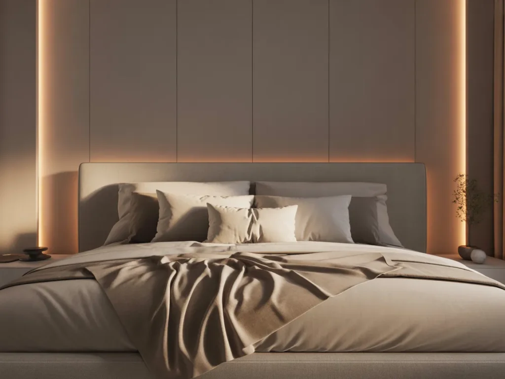 LED Strip Lighting Behind Headboard
