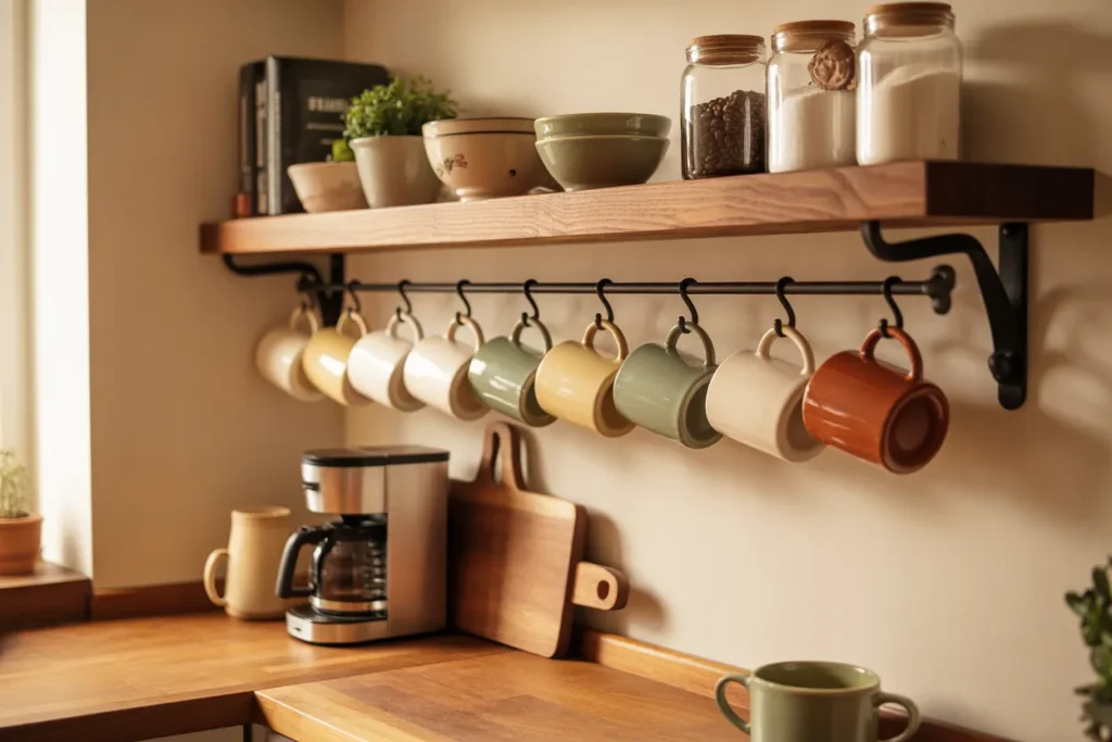 Open Shelves with Under-Shelf Hooks