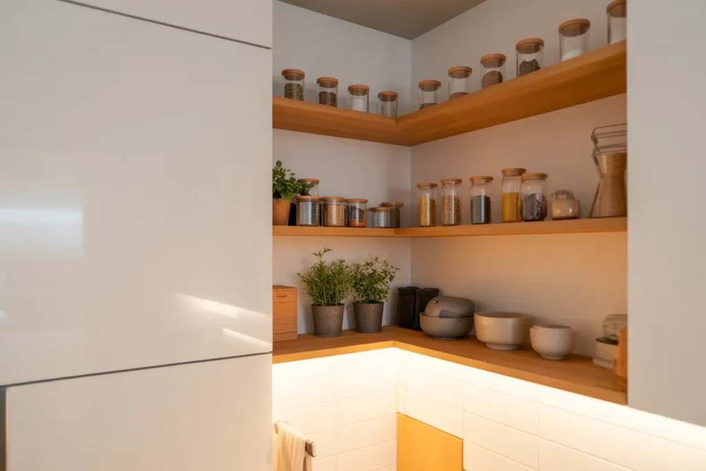 Corner Open Shelving