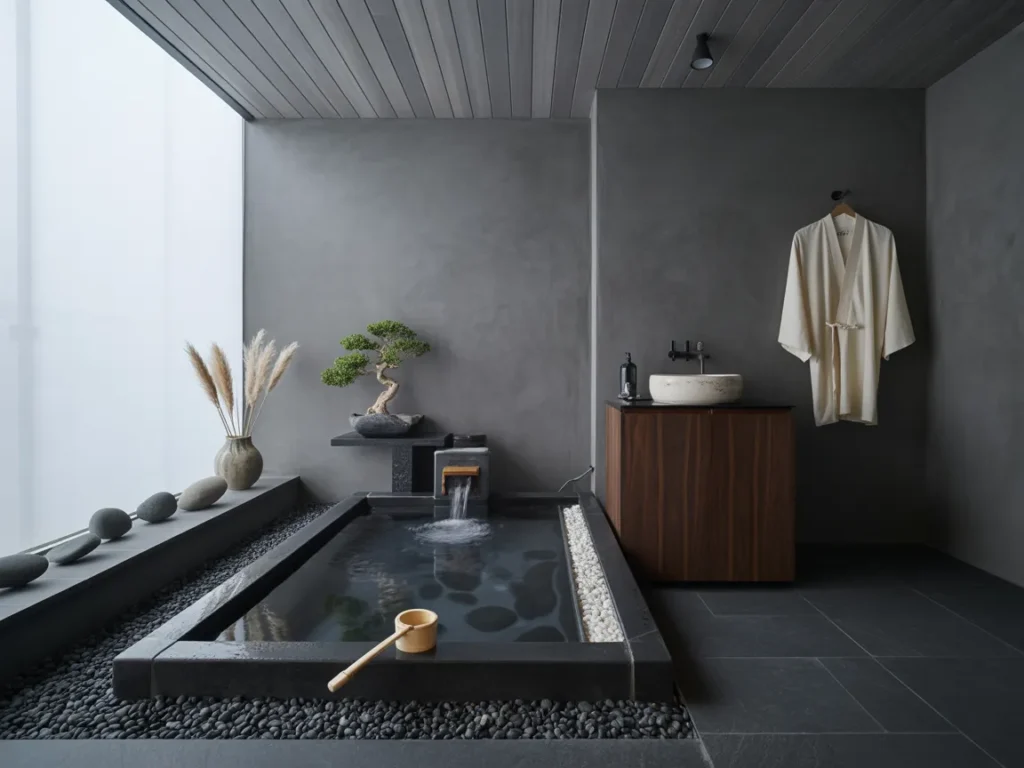 Minimalist Japanese Onsen Bathroom