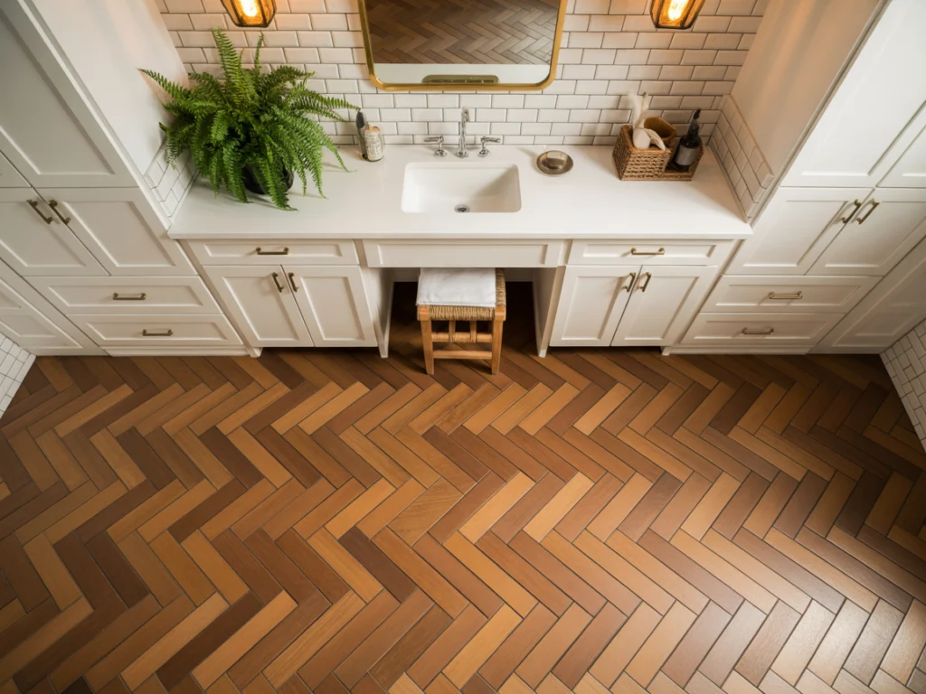 Herringbone Wood-Look Floor Tile