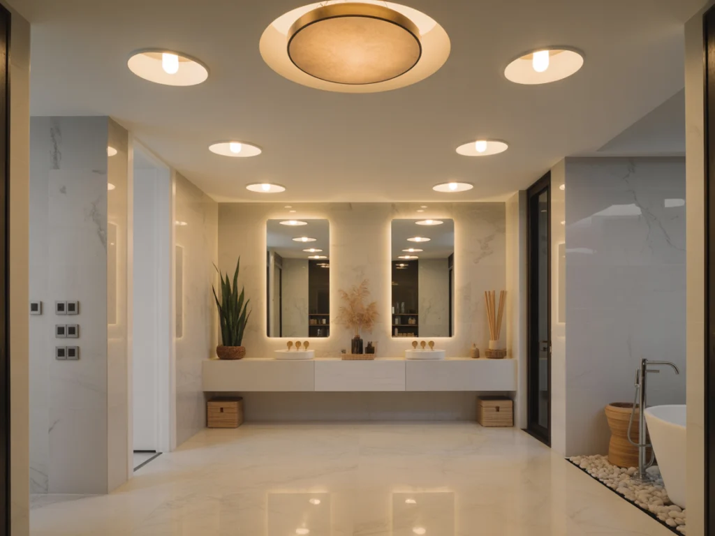 Layered Ceiling Layout for Large Bathrooms