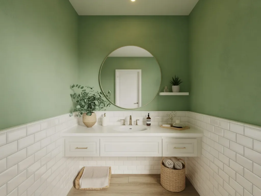 Soft Sage Green Paint for a Fresh and Airy Bathroom
